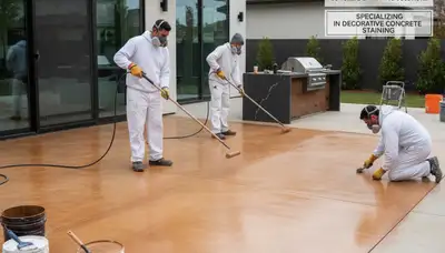 Professional concrete staining for patios and garages in Vancouver, WA by expert painters