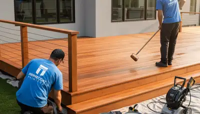 Professional deck staining service in Vancouver, WA protecting wood from rain and weather damage