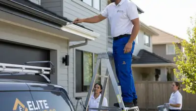 Professional gutter painting in Vancouver, WA by expert house painters protecting homes from rain
