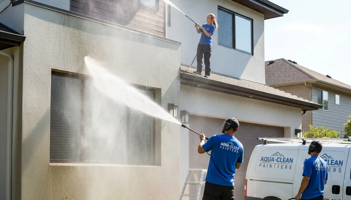 Professional pressure washing siding and driveway in Vancouver, WA by expert house painters