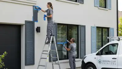 Professional shutter painting on a Vancouver, WA home by expert house painters