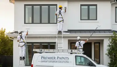 Professional trim and fascia painting on Vancouver WA home exterior by expert house painters